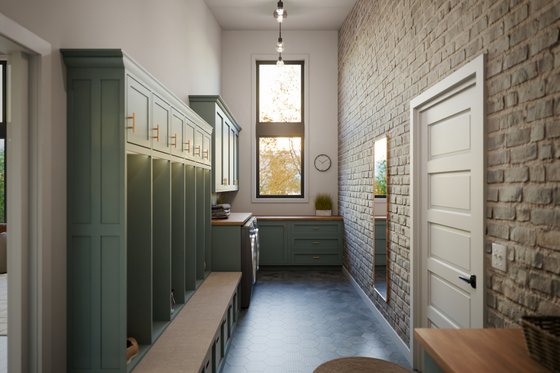 Interior - Entry for Cabin House Plan #1089-54 - 1 bed, 1.5 bath