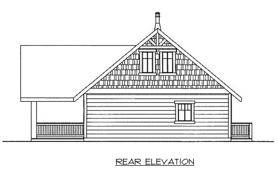 Exterior - Rear Elevation for Bungalow House Plan #117-721 - 3 bed, 2.5 bath