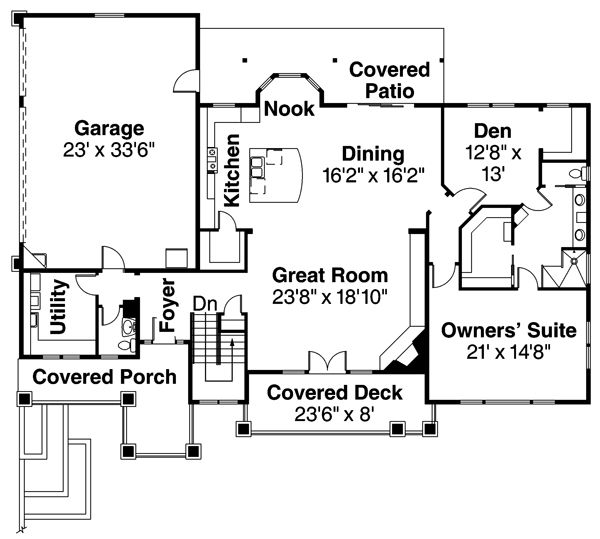 House Plan Design - Prairie Floor Plan - Main Floor Plan #124-873