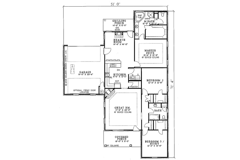 House Design - Floor Plan - Main Floor for Country House Plan #17-1071 - 3 bed, 2 bath
