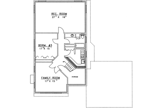 Floor Plan - Lower Floor for Traditional House Plan #117-293 - 3 bed, 2 bath