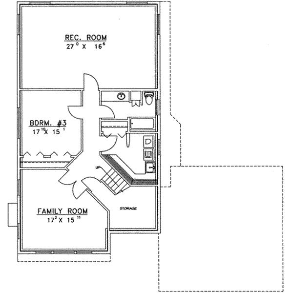 Architectural House Design - Traditional Floor Plan - Lower Floor Plan #117-293
