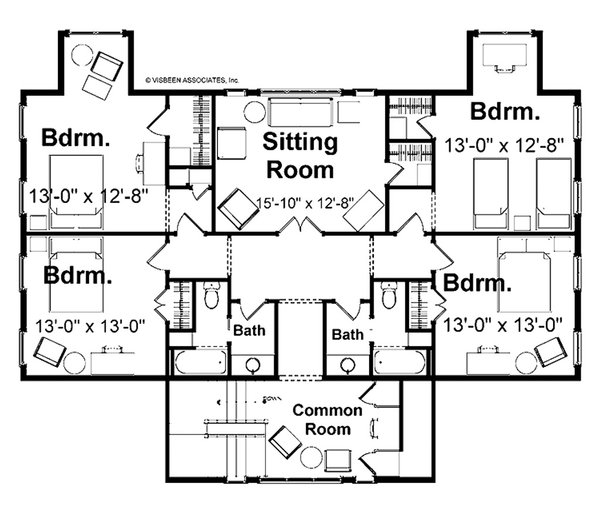 House Blueprint - Floor Plan - Upper Floor for Farmhouse House Plan #928-415 - 5 bed, 4 bath