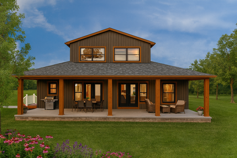 House Blueprint - Exterior - Rear Elevation for Barndominium House Plan #1115-12 - 5 bed, 3 bath