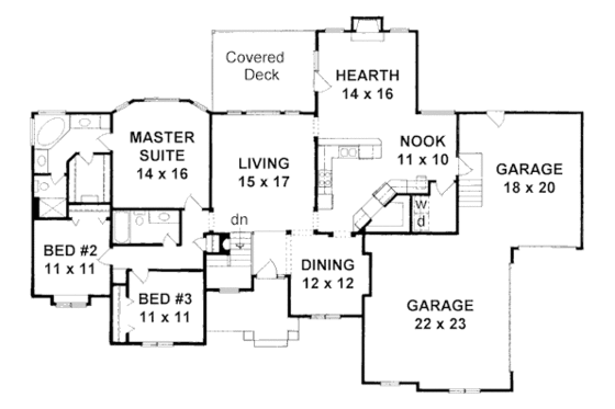 Floor Plan - Main Floor for Traditional House Plan #58-182 - 3 bed, 2 bath