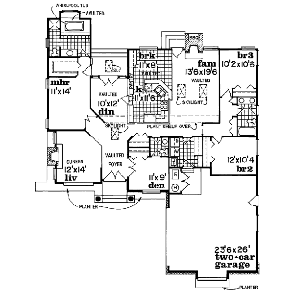 Floor Plan - Main Floor for European House Plan #47-274 - 3 bed, 2.5 bath