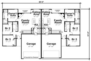 Floor Plan - Main Floor for Traditional House Plan #20-2500 - 3 bed, 2 bath