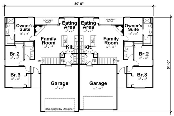 Floor Plan - Main Floor for Traditional House Plan #20-2500 - 3 bed, 2 bath