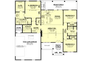 Floor Plan - Main Floor for Farmhouse House Plan #430-362 - 3 bed, 2 bath