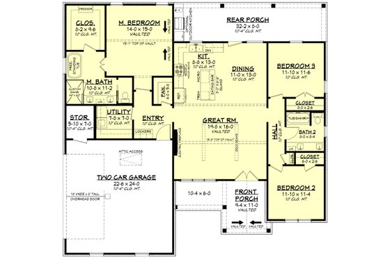 Floor Plan - Main Floor for Farmhouse House Plan #430-362 - 3 bed, 2 bath