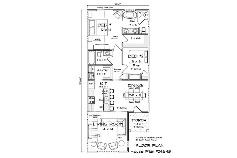 Dream House Plan - Floor Plan - Main Floor for Cottage House Plan #513-2441 - 2 bed, 2 bath