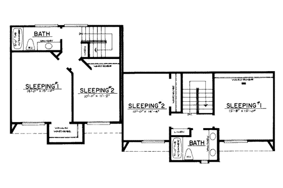 Floor Plan - Upper Floor for Modern House Plan #303-133 - 2 bed, 1 bath