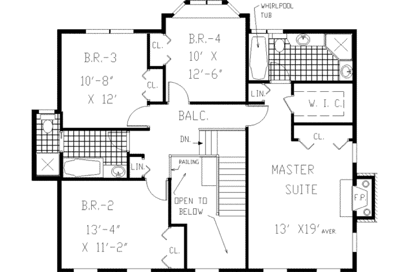 Home Plan - Floor Plan - Upper Floor for Traditional House Plan #3-213 - 4 bed, 2.5 bath