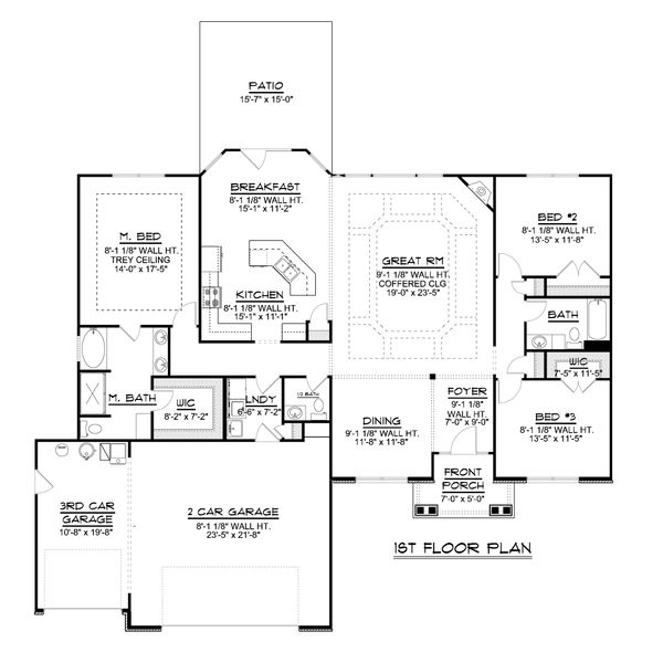 Dream House Plan - Ranch Floor Plan - Main Floor Plan #1064-43