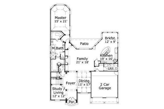 Floor Plan - Main Floor for European House Plan #411-554 - 4 bed, 4.5 bath