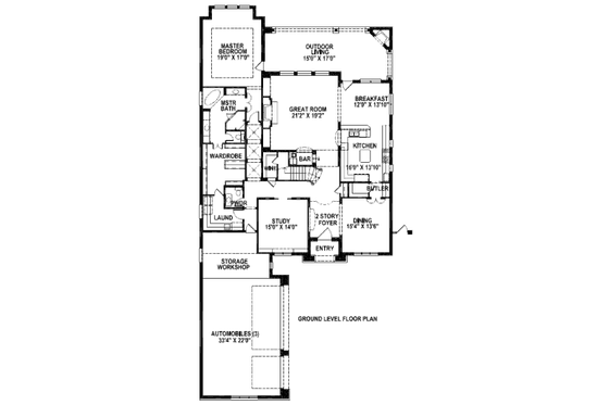 Floor Plan - Main Floor for European House Plan #141-230 - 3 bed, 3.5 bath
