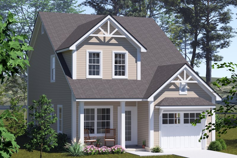 Architectural House Design - Exterior - Front Elevation 3 for Cottage House Plan #513-2345 - 3 bed, 2.5 bath