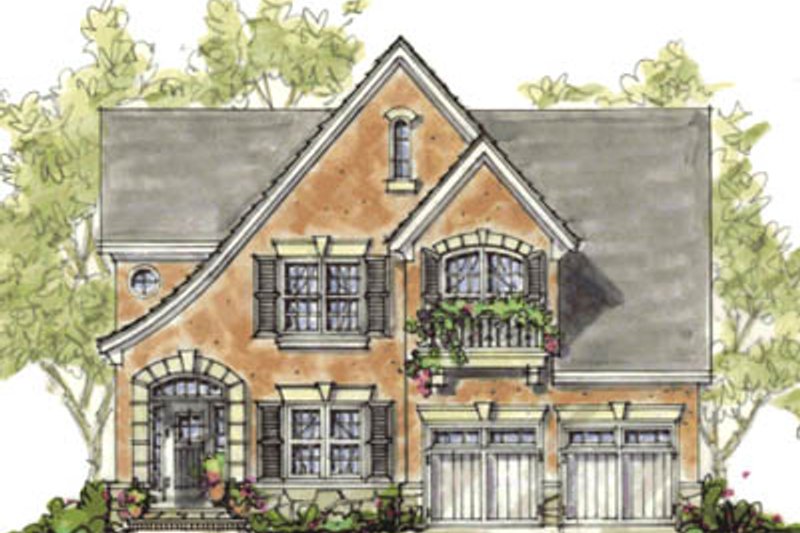 House Blueprint - Exterior - Front Elevation 5 for European House Plan #20-1231 - 3 bed, 2.5 bath