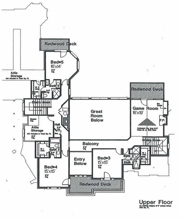 House Blueprint - European Floor Plan - Upper Floor Plan #310-670