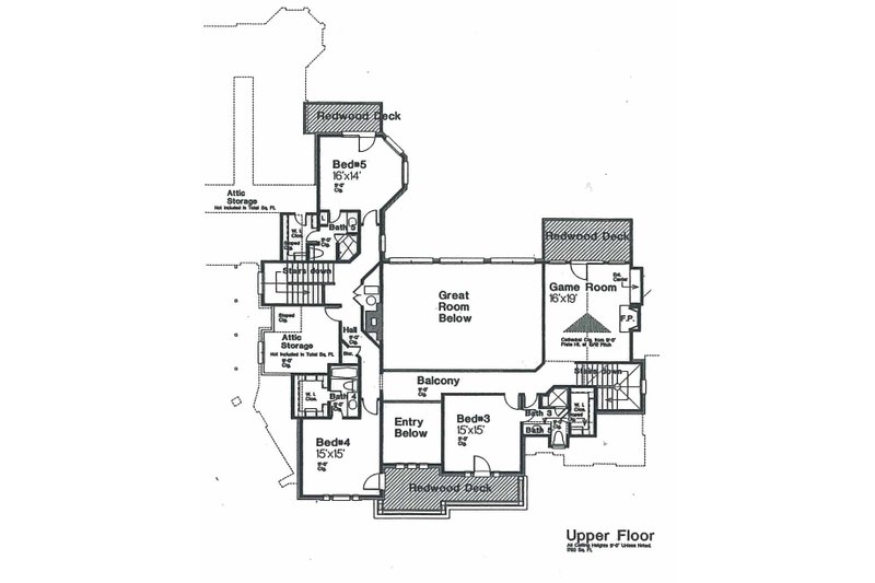 Architectural House Design - Floor Plan - Upper Floor for European House Plan #310-670 - 5 bed, 5 bath