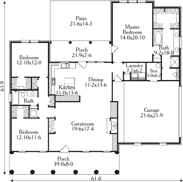 Architectural House Design - Southern Floor Plan - Main Floor Plan #406-279