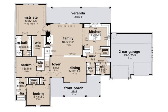 Floor Plan - Main Floor for Traditional House Plan #120-276 - 3 bed, 2.5 bath