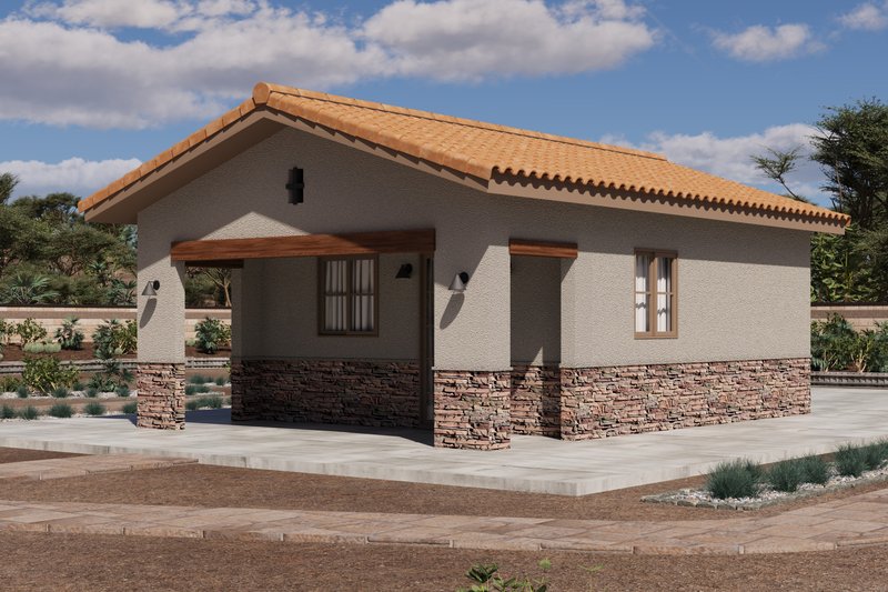 Home Plan - Exterior - Front Elevation 3 for Mediterranean House Plan #1106-85, 1 bath