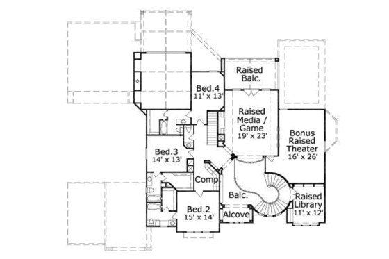 Floor Plan - Upper Floor for European House Plan #411-201 - 4 bed, 4.5 bath