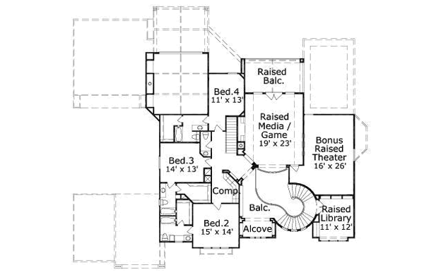 European Floor Plan - Upper Floor Plan #411-201