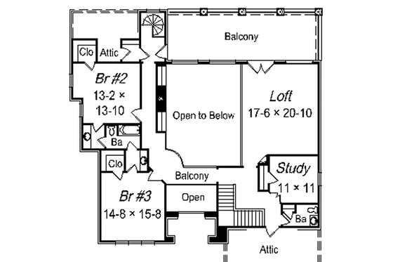 Floor Plan - Upper Floor House Plan #329-316 - 3 bed, 3.5 bath