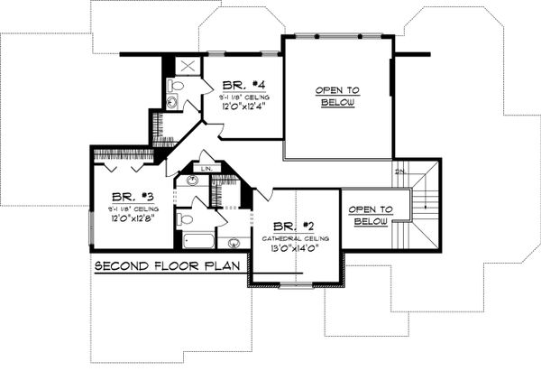 Craftsman Floor Plan - Upper Floor Plan #70-1060