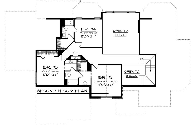 Home Plan - Floor Plan - Upper Floor for Craftsman House Plan #70-1060 - 4 bed, 3.5 bath