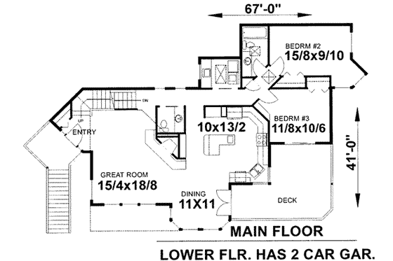 Floor Plan - Main Floor for Modern House Plan #303-456 - 3 bed, 2.5 bath