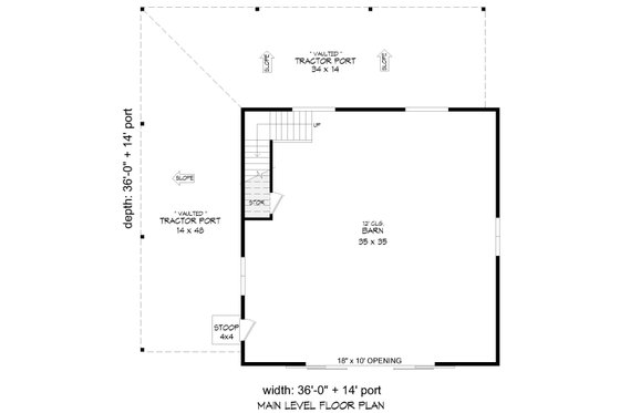 Floor Plan - Main Floor for Farmhouse House Plan #932-1002, 0 bath