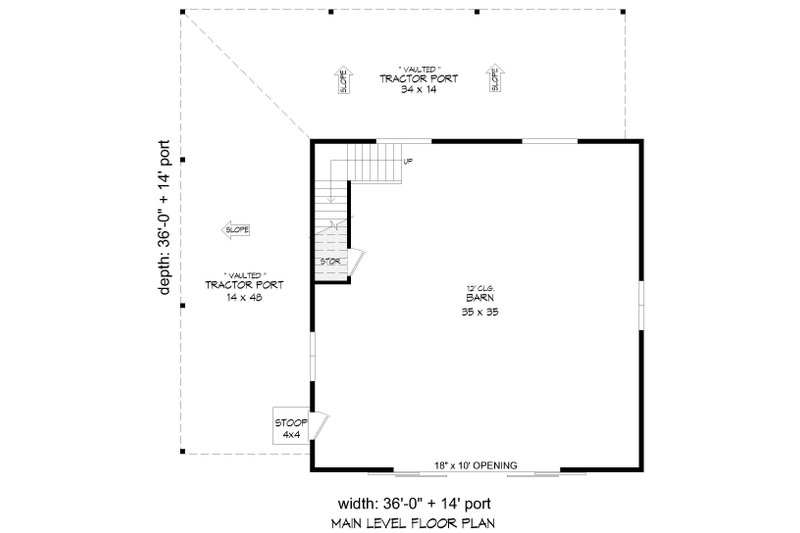 Architectural House Design - Floor Plan - Main Floor for Farmhouse House Plan #932-1002, 0 bath