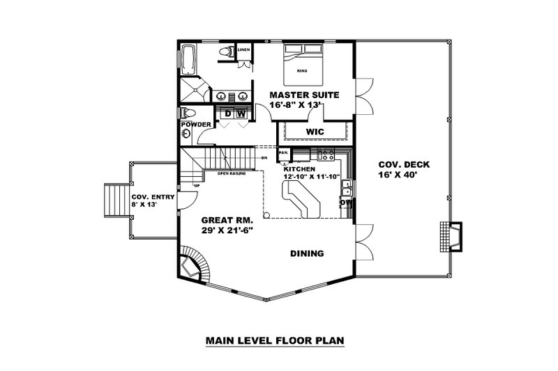 Architectural House Design - Floor Plan - Main Floor for Cabin House Plan #117-953 - 3 bed, 2.5 bath