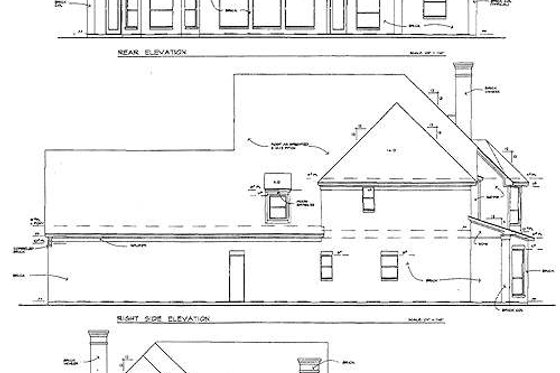 Exterior - Rear Elevation for European House Plan #141-151 - 4 bed, 3.5 bath