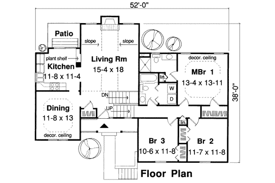 Floor Plan - Main Floor for Traditional House Plan #312-352 - 3 bed, 2 bath