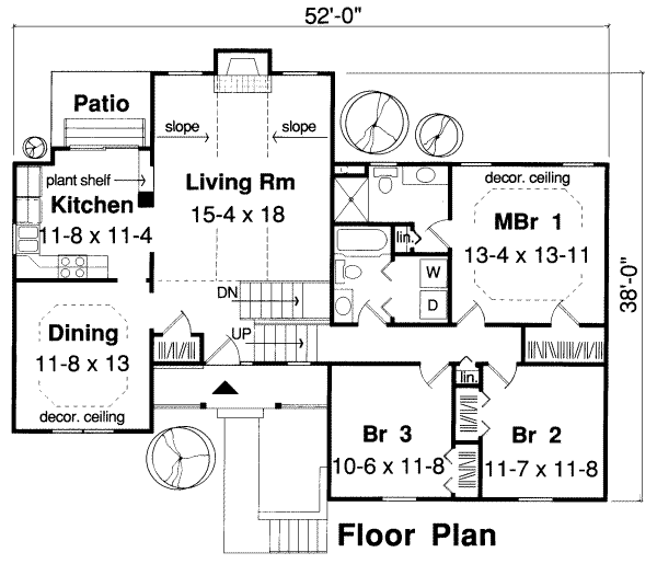 Floor Plan - Main Floor for Traditional House Plan #312-352 - 3 bed, 2 bath
