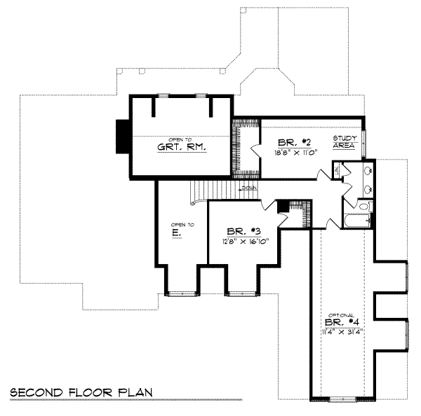 Architectural House Design - European Floor Plan - Upper Floor Plan #70-460