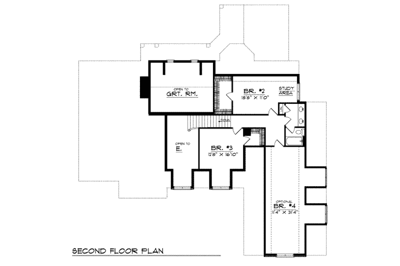 House Plan Design - Floor Plan - Upper Floor for European House Plan #70-460 - 4 bed, 2.5 bath