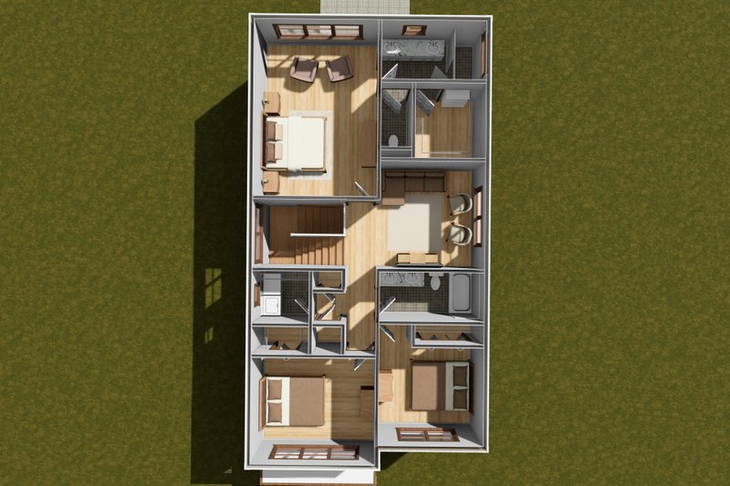 House Blueprint - Exterior - Front Elevation 4 for Cottage House Plan #513-2327 - 4 bed, 3.5 bath