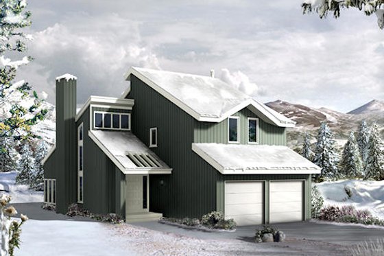Exterior - Front Elevation for Modern House Plan #57-429 - 3 bed, 2.5 bath