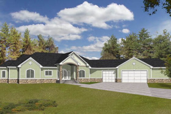 Exterior - Front Elevation for Ranch House Plan #112-157 - 4 bed, 5.5 bath