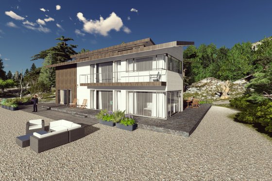 Exterior - Front Elevation for Modern House Plan #549-5 - 5 bed, 5 bath