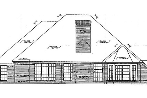 Exterior - Rear Elevation for European House Plan #310-210 - 4 bed, 2.5 bath