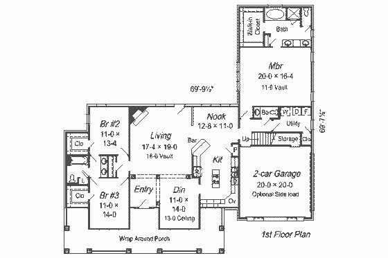 Floor Plan - Main Floor for Farmhouse House Plan #329-263 - 4 bed, 3.5 bath