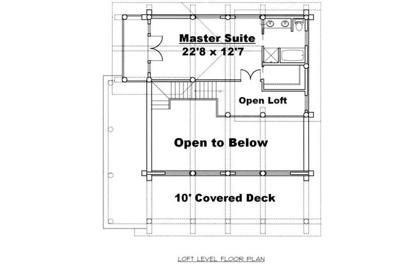 Floor Plan - Upper Floor for Log House Plan #117-556 - 3 bed, 3 bath