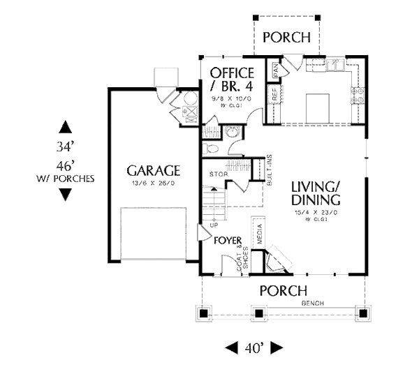 Craftsman Floor Plan - Main Floor Plan #48-494