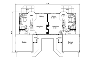 Floor Plan - Main Floor for Traditional House Plan #57-574 - 3 bed, 2.5 bath